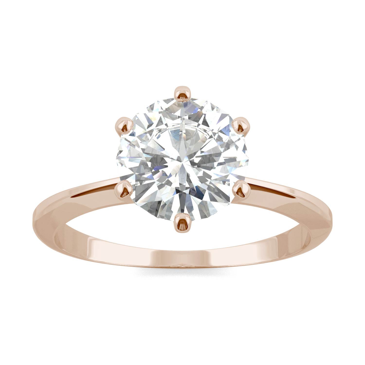 Round Forever One Moissanite Six Prong Solitaire Ring