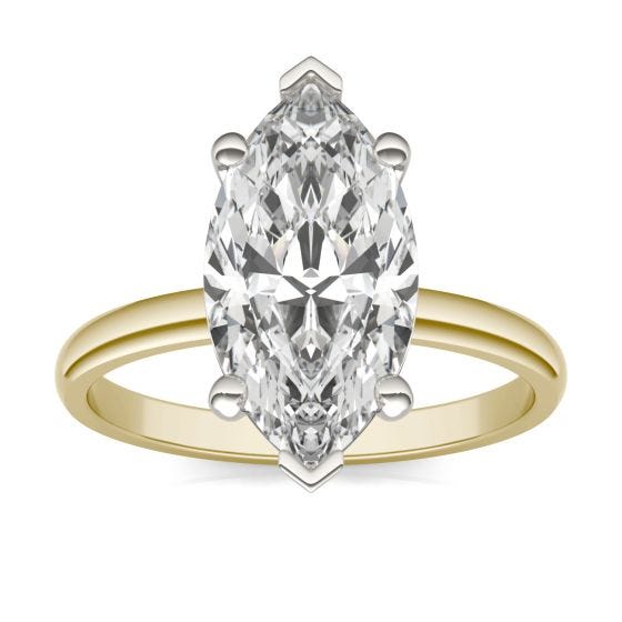 3 CTW Marquise Caydia Lab Grown Diamond Solitaire Ring Two-Tone Yellow And White Gold