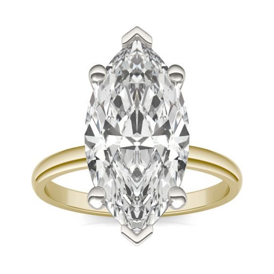 5 CTW Marquise Caydia Lab Grown Diamond Solitaire Ring Two-Tone Yellow And White Gold