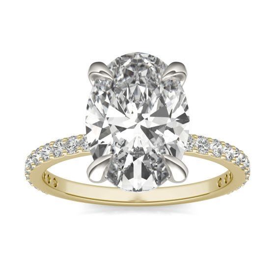 3 7/8 CTW Oval Caydia Lab Grown Diamond Ring Two-Tone Yellow And White Gold