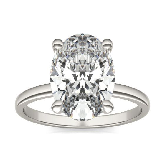 3 1/2 CTW Oval Caydia Lab Grown Diamond Solitaire Ring 14K White Gold