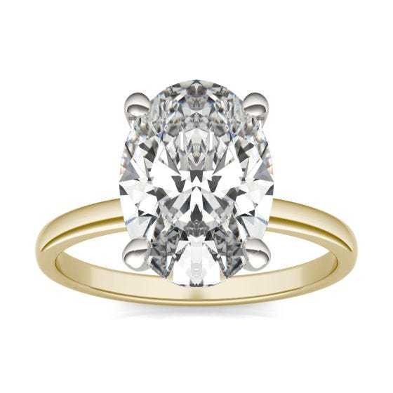 3 1/2 CTW Oval Caydia Lab Grown Diamond Solitaire Ring Two-Tone Yellow And White Gold