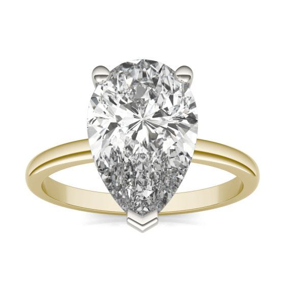 4 CTW Pear Caydia Lab Grown Diamond Ring Two-Tone Yellow And White Gold