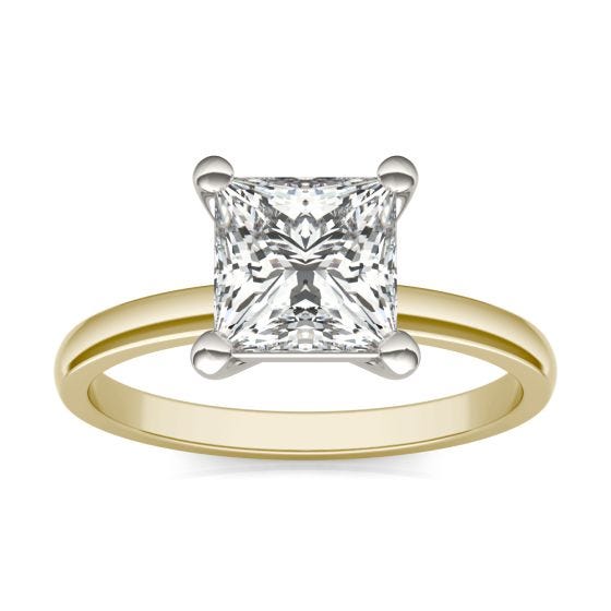 2 CTW Square Caydia Lab Grown Diamond Ring Two-Tone Yellow And White Gold