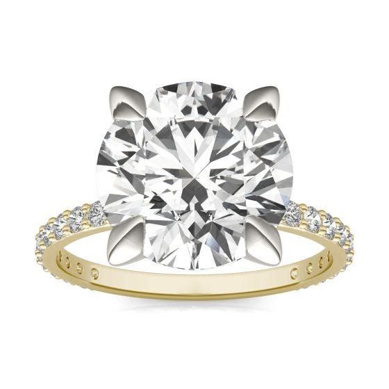 5 2/5 CTW Round Caydia Lab Grown Diamond Classic Solitaire with Side Accents Ring Two-Tone Yellow And White Gold
