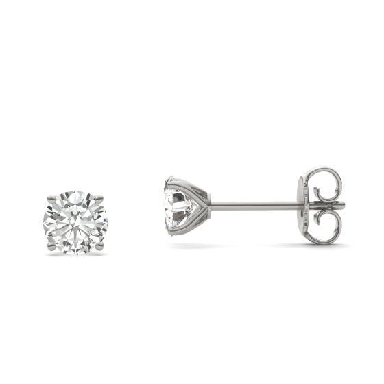 1.02 CTW DEW Round Forever One Moissanite Four Prong Martini Solitaire Stud Earrings Platinum