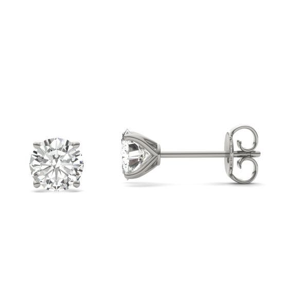 0.51 CTW DEW Round Forever One Moissanite Four Prong Martini Solitaire Stud Earrings Platinum