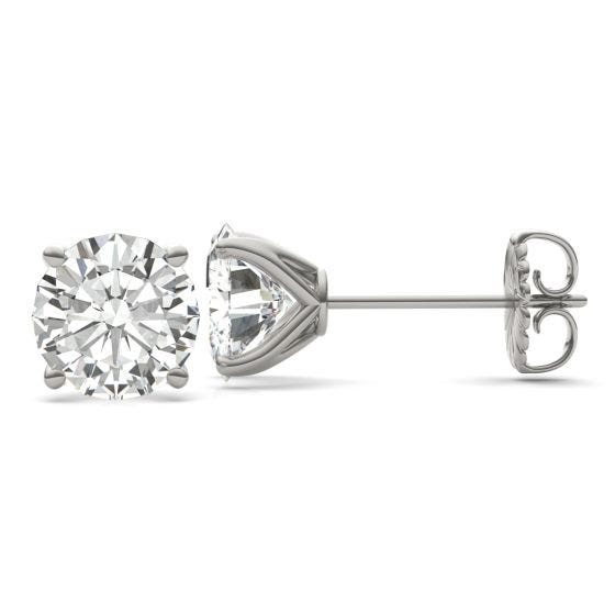 5.40 CTW DEW Round Forever One Moissanite Four Prong Martini Solitaire Stud Earrings 14K White Gold