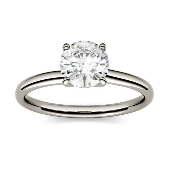 0.51 CTW DEW Round Forever One Moissanite Solitaire Engagement Ring 14K White Gold