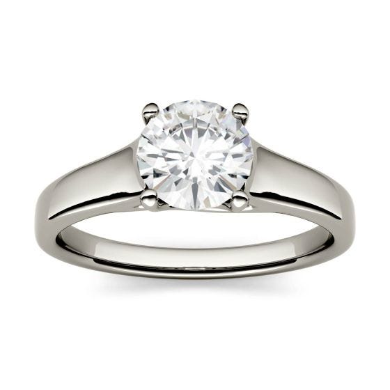 1.50 CTW DEW Round Forever One Moissanite Four Prong Solitaire Engagement Ring 14K White Gold