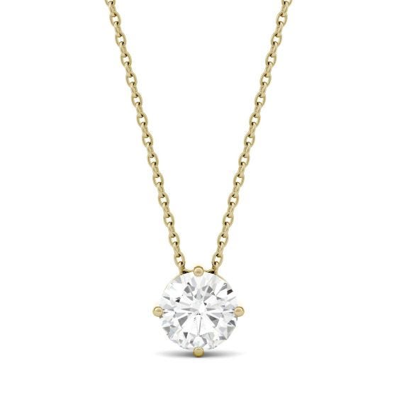 1.04 CTW DEW Round Forever One Moissanite Solitaire Pendant Necklace 14K Yellow Gold