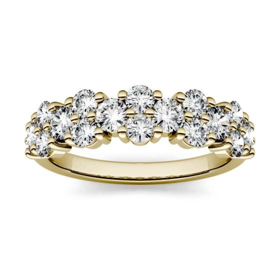 1.20 CTW DEW Round Forever One Moissanite Shared Prong Anniversary Band Ring 14K Yellow Gold
