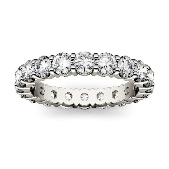 2.10 CTW DEW Round Forever One Moissanite Shared Prong Eternity Band Ring 14K White Gold
