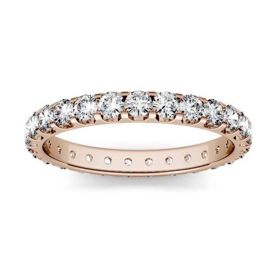 1.12 CTW DEW Round Forever One Moissanite Eternity Band 14K Rose Gold