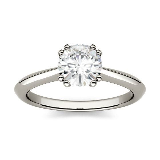 1.00 CTW DEW Round Forever One Moissanite Double Prong Solitaire Engagement Ring 14K White Gold