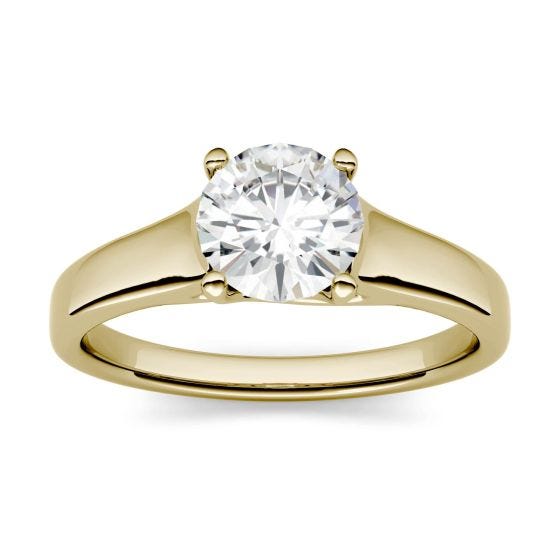 1.50 CTW DEW Round Forever One Moissanite Four Prong Solitaire Engagement Ring 14K Yellow Gold