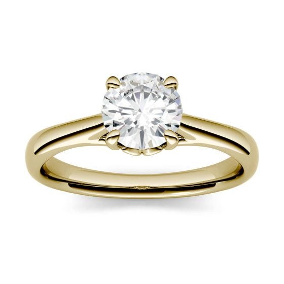 0.51 CTW DEW Round Forever One Moissanite Solitaire Engagement Ring 14K Yellow Gold