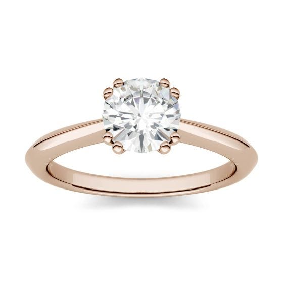 1.00 CTW DEW Round Forever One Moissanite Double Prong Solitaire Engagement Ring 14K Rose Gold