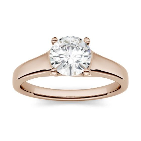 1.90 CTW DEW Round Forever One Moissanite Four Prong Solitaire Engagement Ring 14K Rose Gold