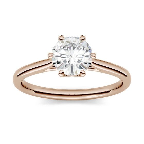 2.70 CTW DEW Round Forever One Moissanite Six Prong Solitaire Engagement Ring 14K Rose Gold