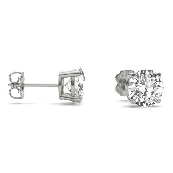 3.00 CTW DEW Round Forever One Moissanite Four Prong Solitaire Stud Earrings 14K White Gold