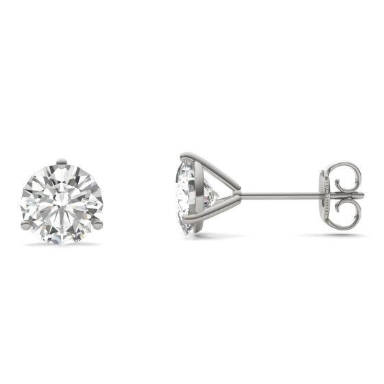 0.51 CTW DEW Round Forever One Moissanite Three Prong Martini Solitaire Stud Earrings Platinum