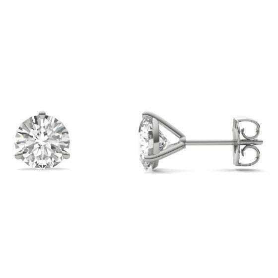 14k White Gold Sparkle Moissanite Solitaire Stud Earring 3.00 Ct Round Shape 
