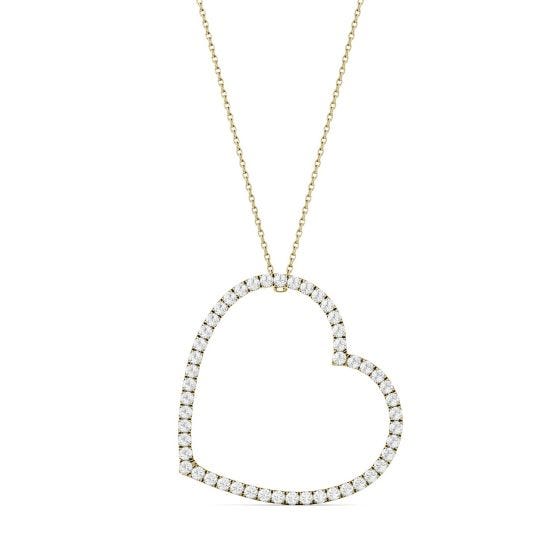 1.00 CTW DEW Round Forever One Moissanite Oversized Heart Necklace in 14K Yellow Gold