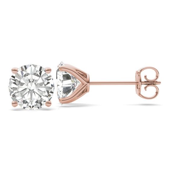 5.40 CTW DEW Round Forever One Moissanite Four Prong Martini Solitaire Stud Earrings 14K Rose Gold