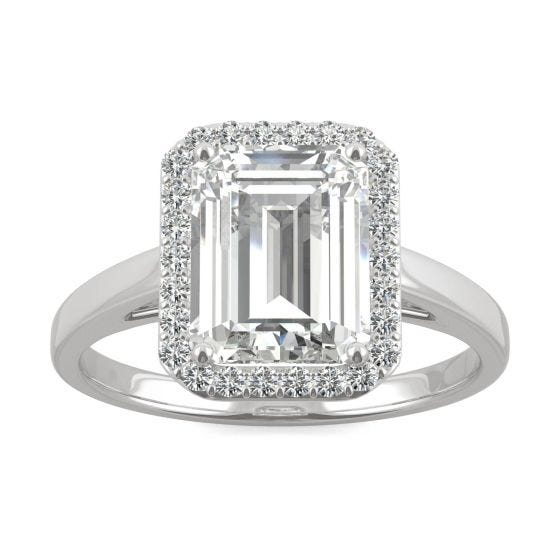 2.73 CTW DEW Emerald Forever One Moissanite Halo Engagement Ring 14K White Gold
