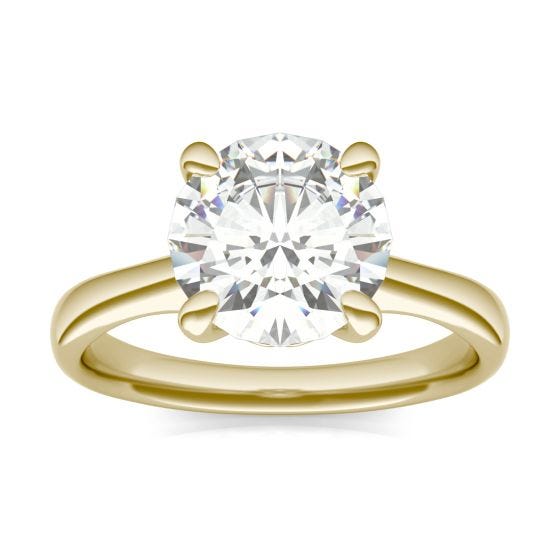 2.70 CTW DEW Round Forever One Moissanite Four Prong Solitaire Engagement Ring 14K Yellow Gold