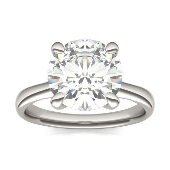 3.60 CTW DEW Round Forever One Moissanite Four Prong Solitaire Engagement Ring 14K White Gold