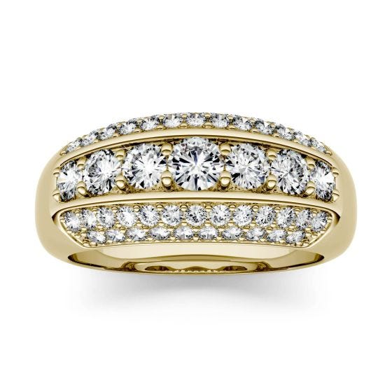 1.26 CTW DEW Round Forever One Moissanite Five Row Anniversary Band Ring 14K Yellow Gold