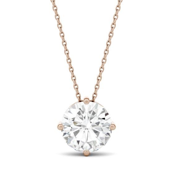 3.10 CTW DEW Round Forever One Moissanite Solitaire Stud Necklace 14K Rose Gold