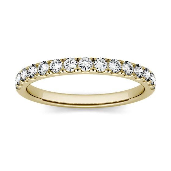 0.37 CTW DEW Round Forever One Moissanite Shared Prong Band Ring 14K Yellow Gold
