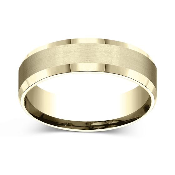 Satin Finish Center with Beveled Edges 6.0mm Ring 14K Yellow Gold