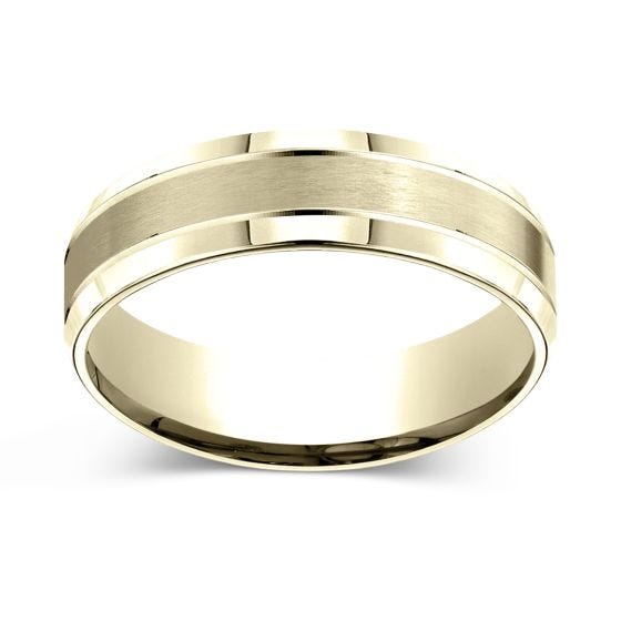 Satin Finish Center with Smooth Beveled Edges 6.0mm Ring 14K Yellow Gold