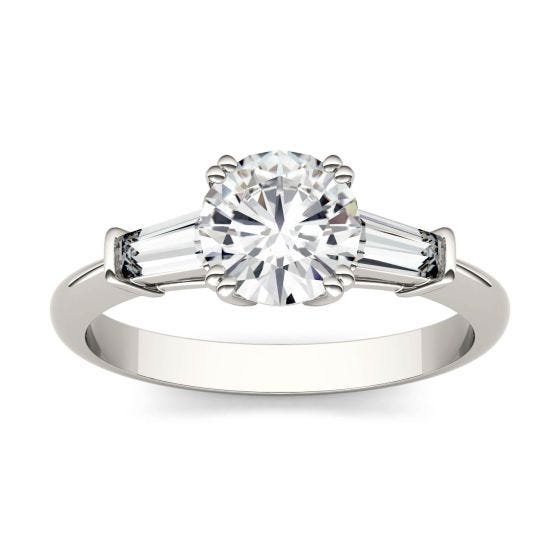 1.41 CTW DEW Round Forever One Moissanite Three Stone Engagement Ring Platinum