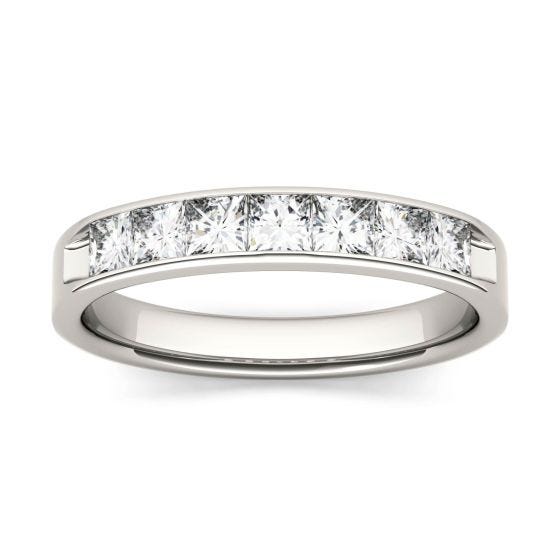 1.26 CTW DEW Square Forever One Moissanite Channel Set Anniversary Band Ring 14K White Gold