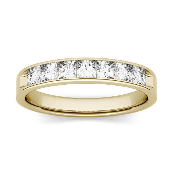 1.26 CTW DEW Square Forever One Moissanite Channel Set Anniversary Band Ring 14K Yellow Gold