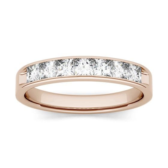 1.89 CTW DEW Square Forever One Moissanite Channel Set Anniversary Band Ring 14K Rose Gold