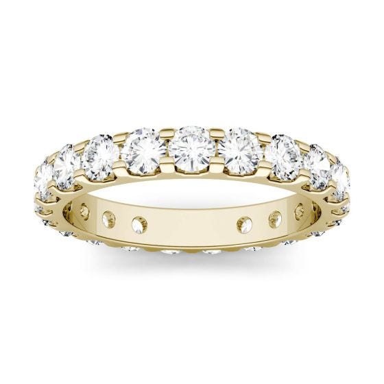 2.20 CTW DEW Round Forever One Moissanite Eternity Band Ring 14K Yellow Gold