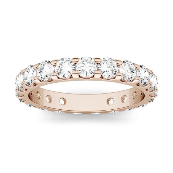 2.20 CTW DEW Round Forever One Moissanite Eternity Band Ring 14K Rose Gold