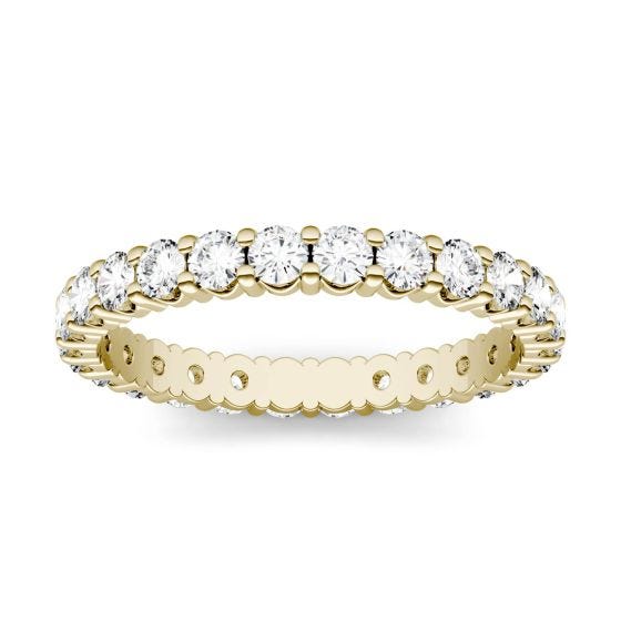 1.05 CTW DEW Round Forever One Moissanite Prong Set Eternity Band Ring 14K Yellow Gold