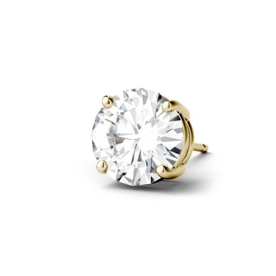 0.50 CTW DEW Round Forever One Moissanite Four Prong Single Stud Earrings 14K Yellow Gold
