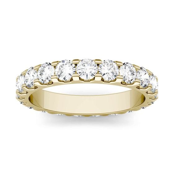2.30 CTW DEW Round Forever One Moissanite Shared Prong Set Eternity Band Ring 14K Yellow Gold