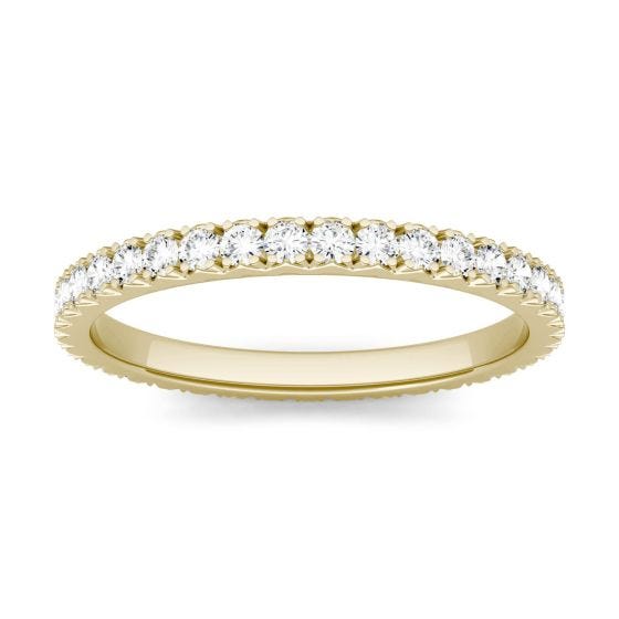 0.55 CTW DEW Round Forever One Moissanite Eternity Prong Set Band Ring 14K Yellow Gold