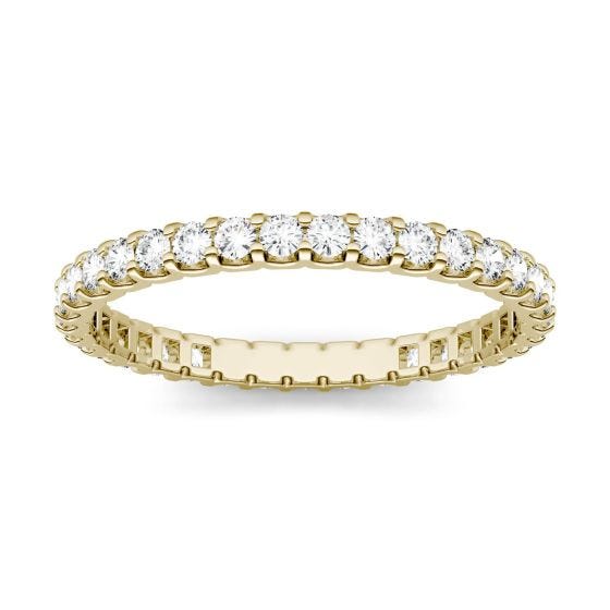 0.66 CTW DEW Round Forever One Moissanite Shared Prong Eternity Band Ring 14K Yellow Gold