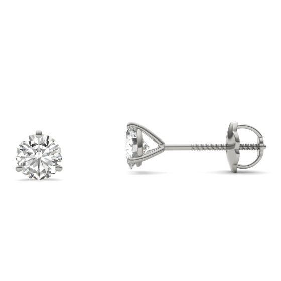 1.00 CTW DEW Round Forever One Moissanite Three Prong Martini Solitaire Stud Earrings 14K White Gold