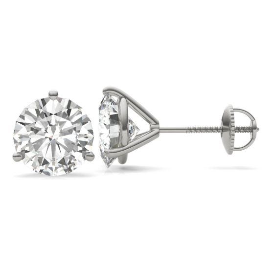 5.40 CTW DEW Round Forever One Moissanite Three Prong Martini Solitaire Stud Earrings 14K White Gold